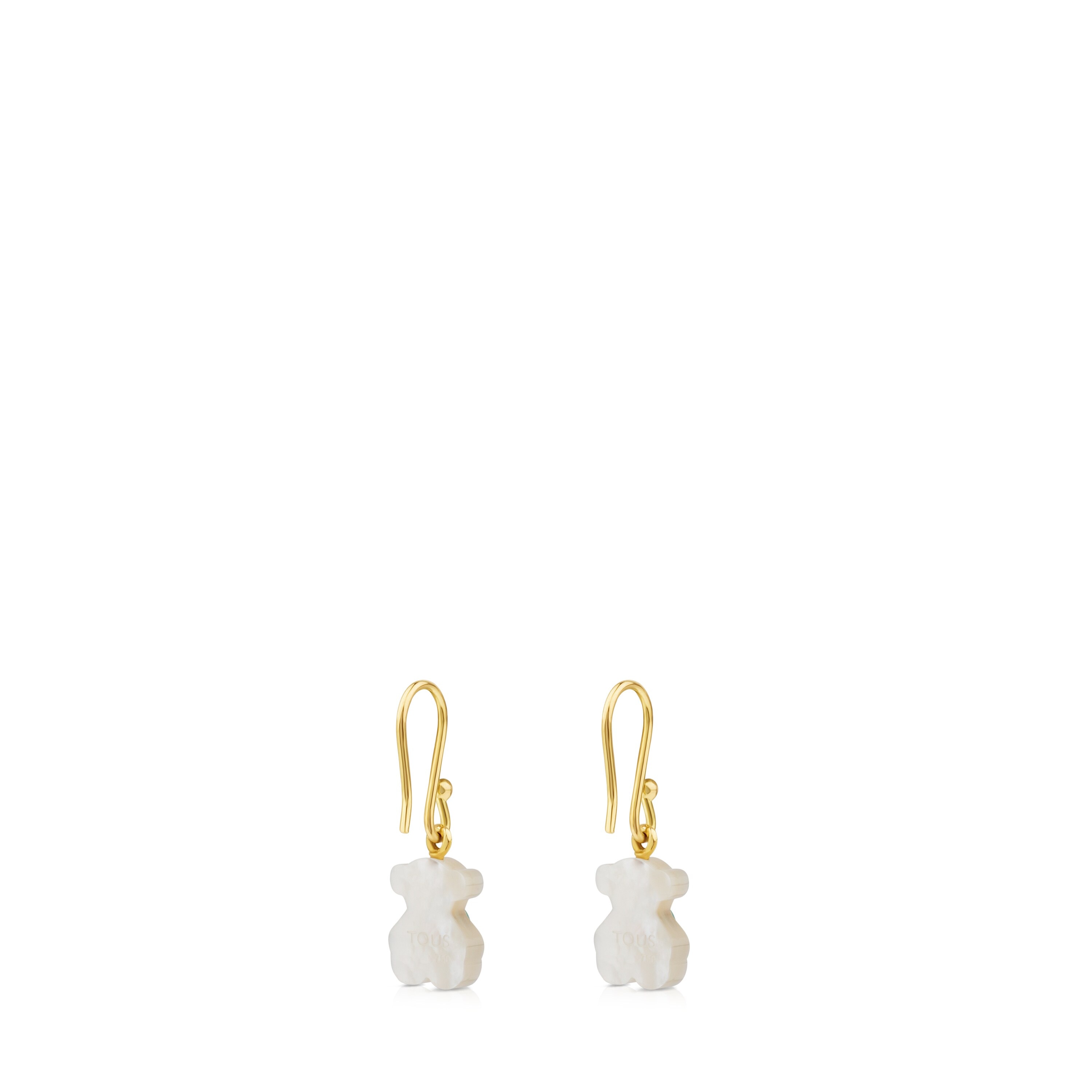 Pendientes cortos Super Power de Oro y Nácar con Amazonita