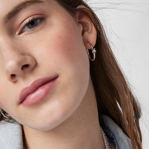 Silver TOUS Super Power hoop Earrings with Pearls
