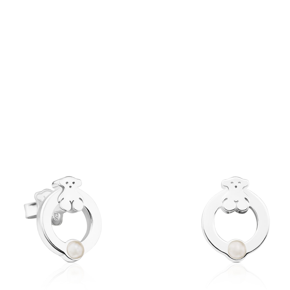 Pendientes de plata con perla motivo oso Super Power image number 0