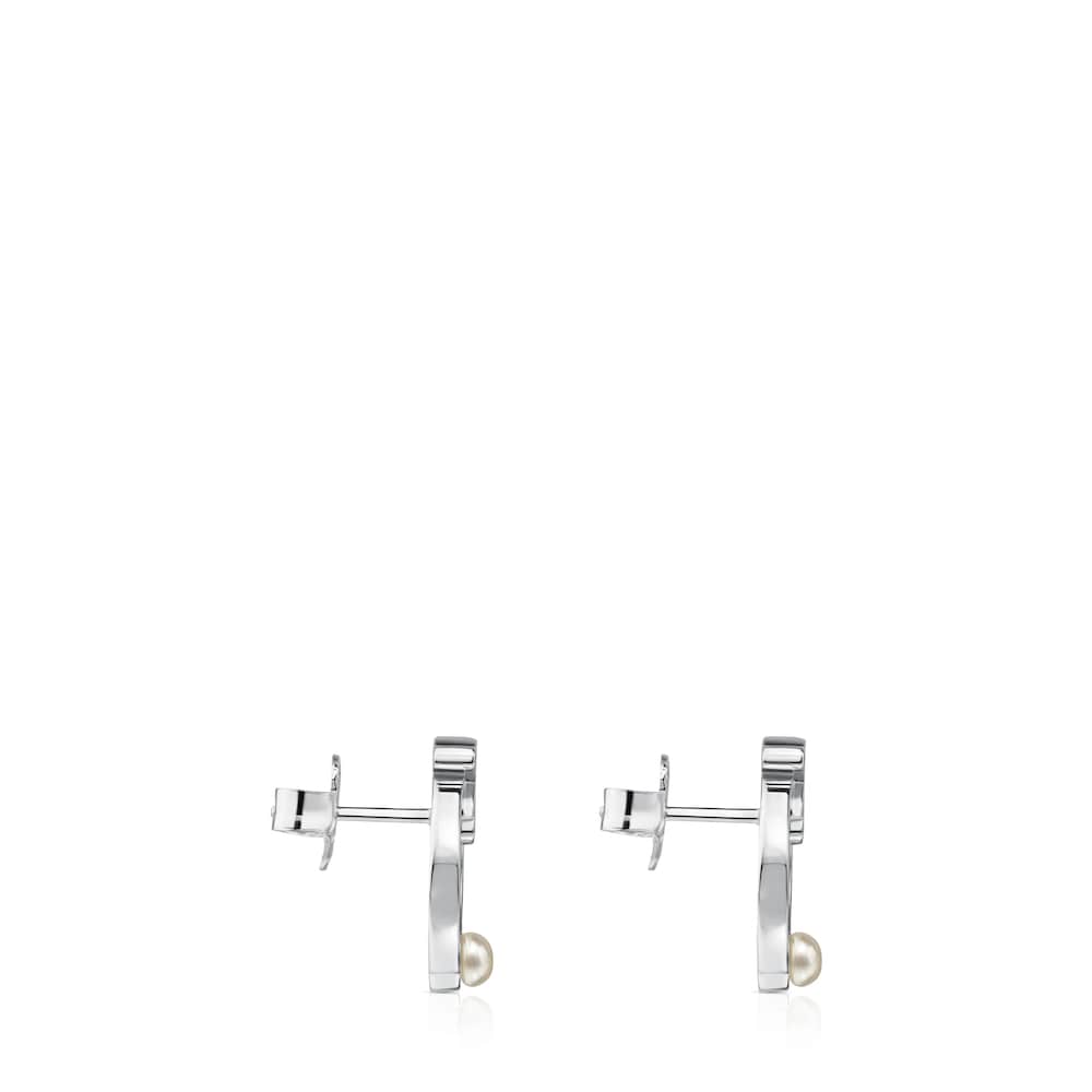 Pendientes de plata con perla motivo oso Super Power image number 1