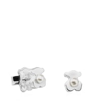 Pendientes de plata con perlas motivo oso Super Power