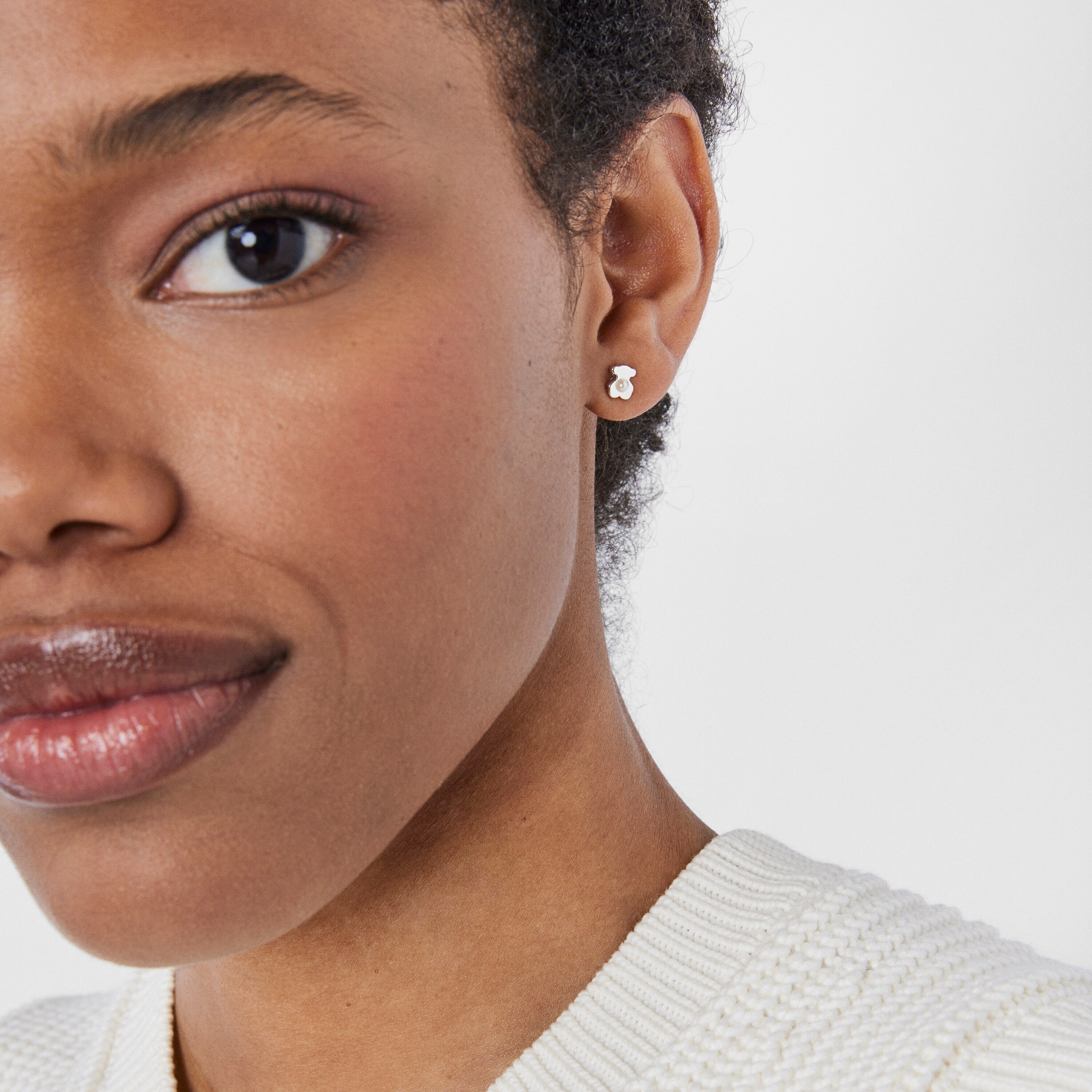 Silver TOUS Super Power Earrings with Pearls Bear motif