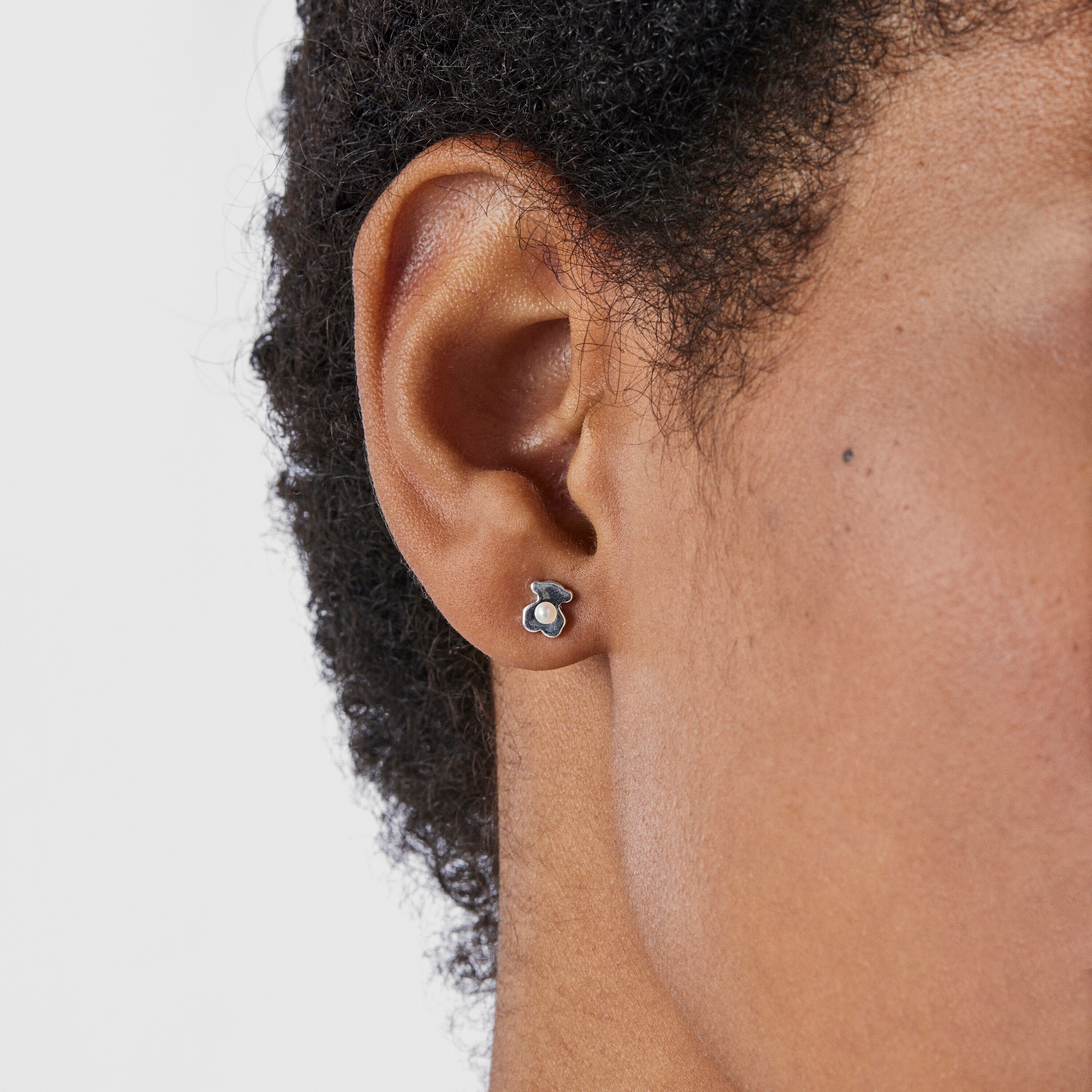 Silver TOUS Super Power Earrings with Pearls Bear motif