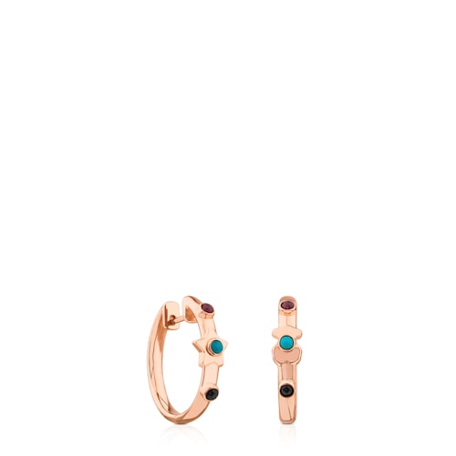 Aretes Super Power con ba&ntilde;o de oro rosa 18 kt sobre plata con Gemas image number 0