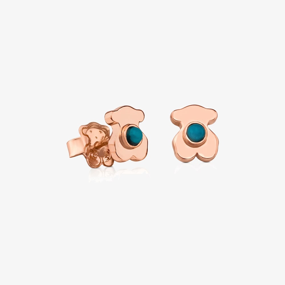 Rose 18K gold vermeil Super Power Earrings with Turquoise