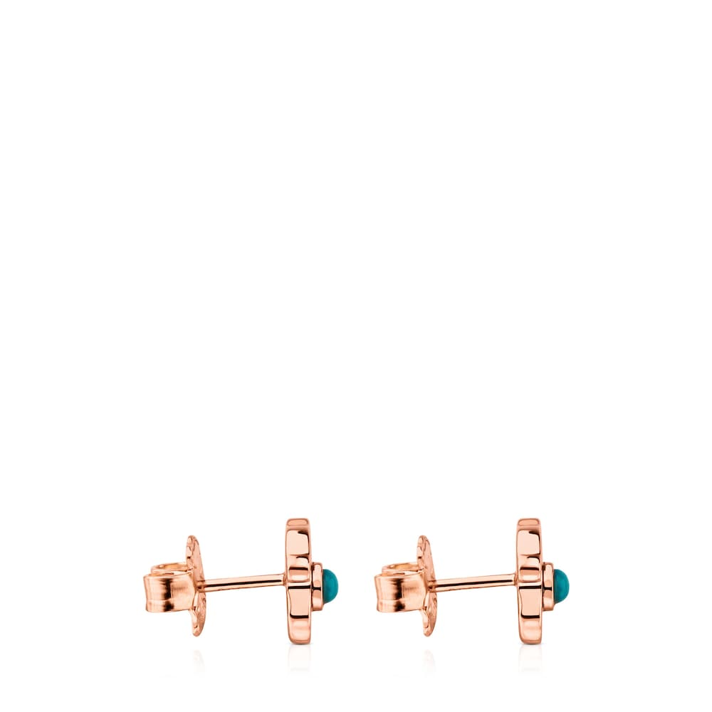 Rose Vermeil Silver Super Power Earrings with Turquoise