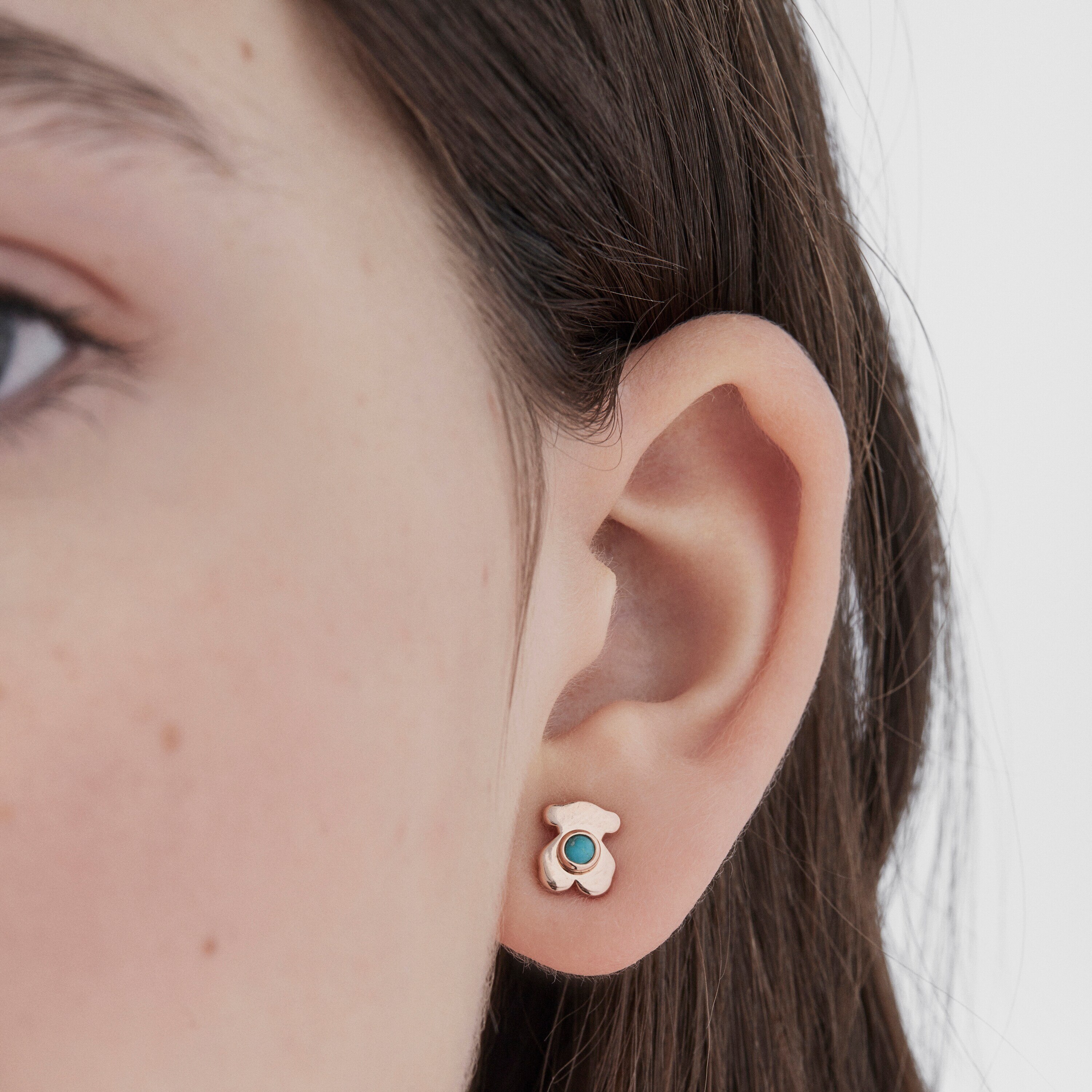 Rose Vermeil Silver Super Power Earrings with Turquoise