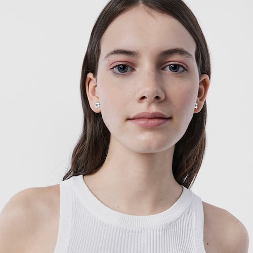 Σκουλαρίκια Super Power από Ασήμι με Κεραμικά Στοιχεία