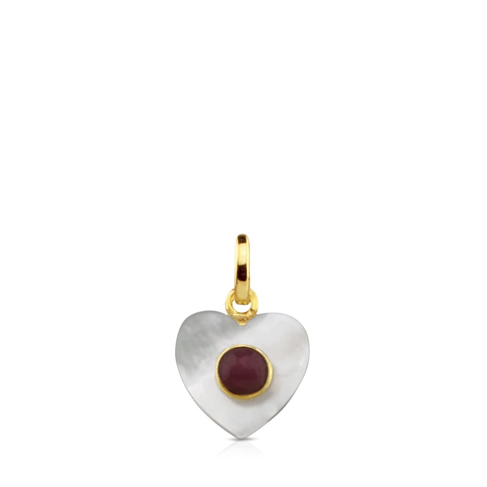 Gold Super Power Pendant with Mother-of-pearl and Chalcedony
