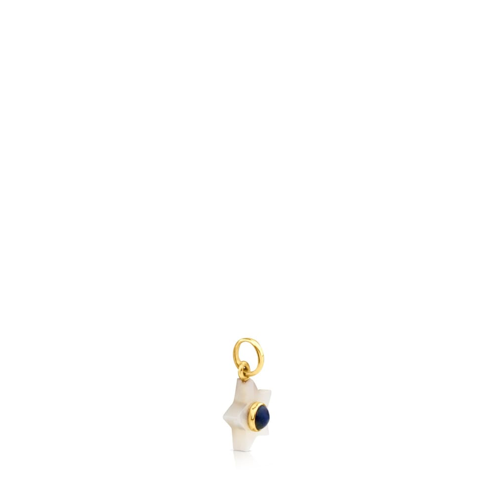 Gold Super Power Pendant with Mother-of-pearl and Lapiz lazuli