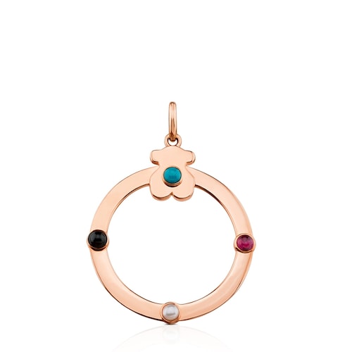 Großer Anhänger Super Power aus rosa Vermeil-Silber mit Edelsteinen image number 0