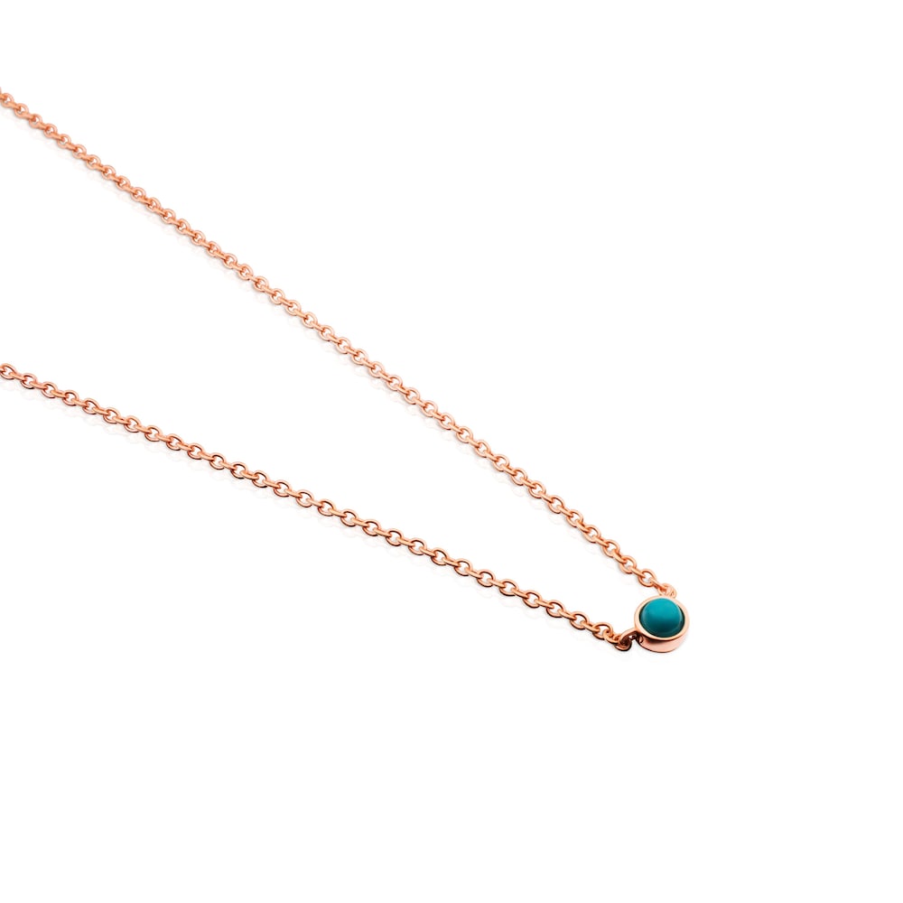 Collar Super Power con ba&ntilde;o de oro rosa 18 kt sobre plata y Turquesa