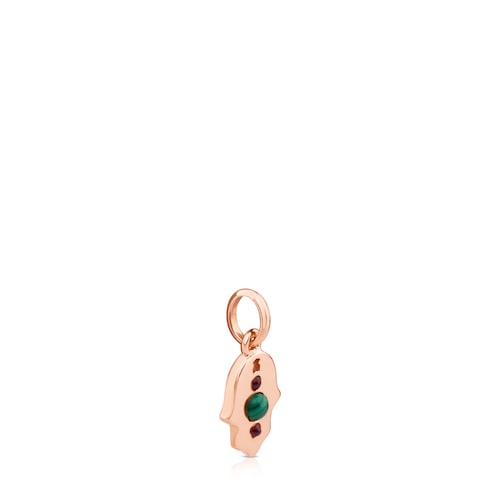 Rose Vermeil Silver Super Power Pendant with Malachite and Ruby