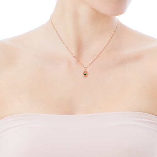 Rose Vermeil Silver Super Power Pendant with Malachite and Ruby