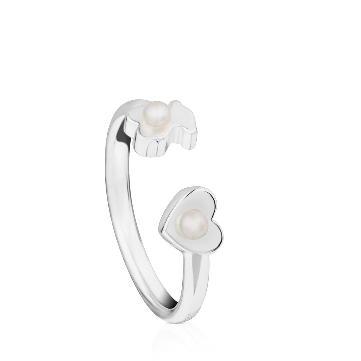 Anillo de plata con perlas cultivadas motivos oso y corazón Super Power