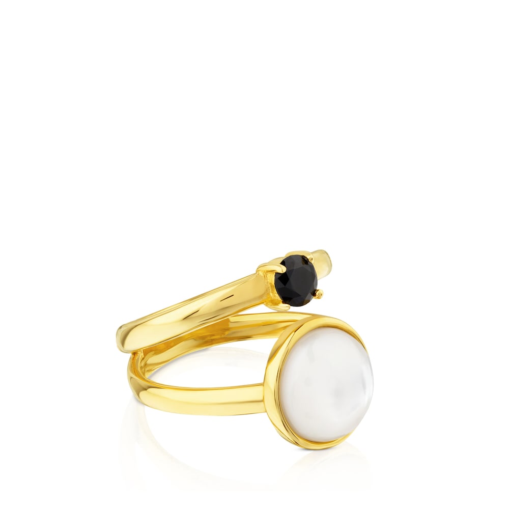 18K gold vermeil Sky Power Ring with Mother-of-pearl and Spinel