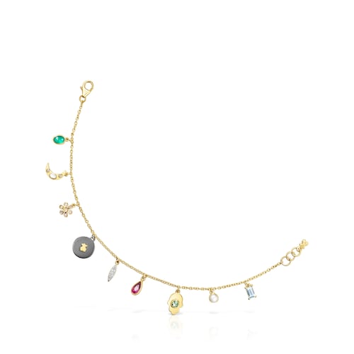 Gold Gem Power Bracelet with Gemstones and Diamonds image number 0