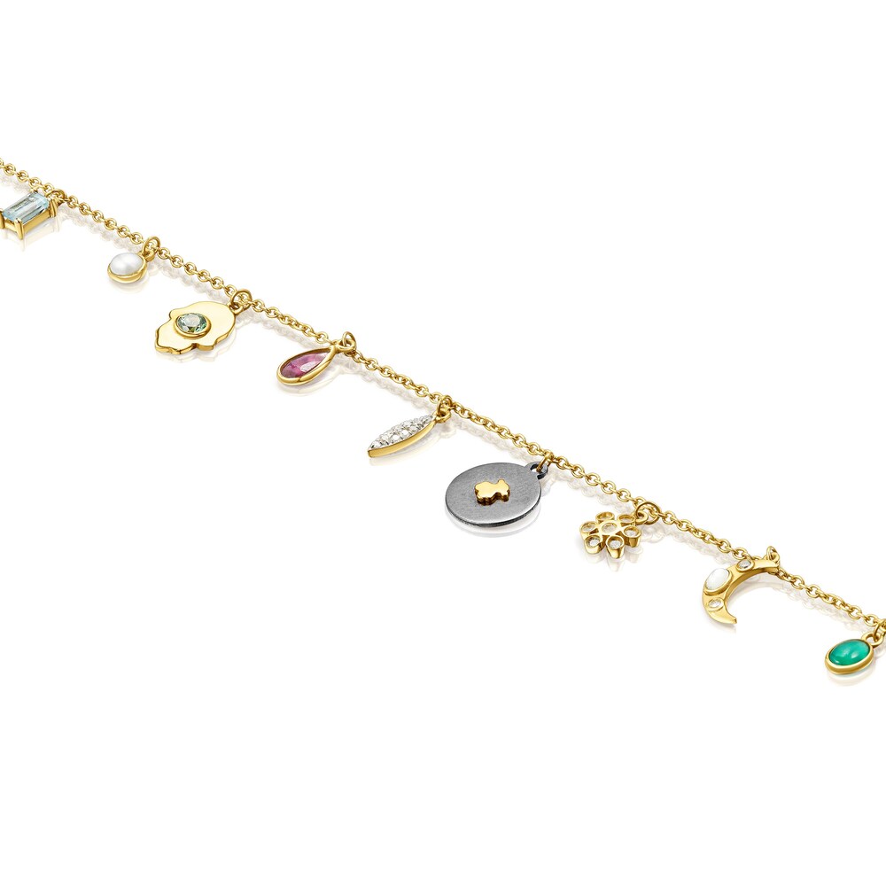 18K Solid Gold Gem Power Bracelet with Gemstones and Diamonds