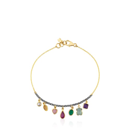 Pulsera de oro y plata con gemas Gem Power