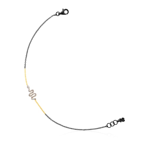 Gold and Silver Gem Power Bracelet with Diamonds