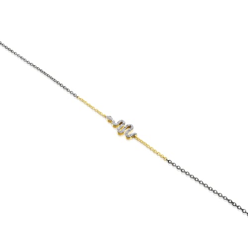 Gold and Silver Gem Power Bracelet with Diamonds