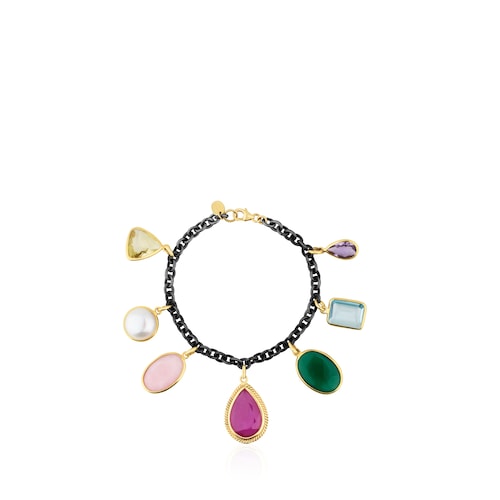 Pulsera Gem Power de Plata y Oro con Gemas