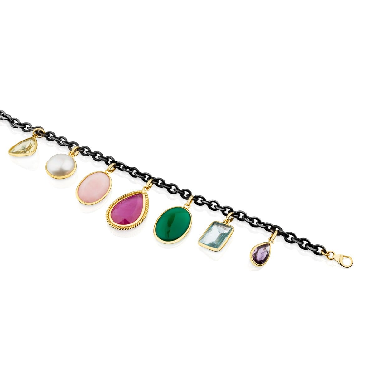 Gold and Silver Gem Power Bracelet with Gemstones