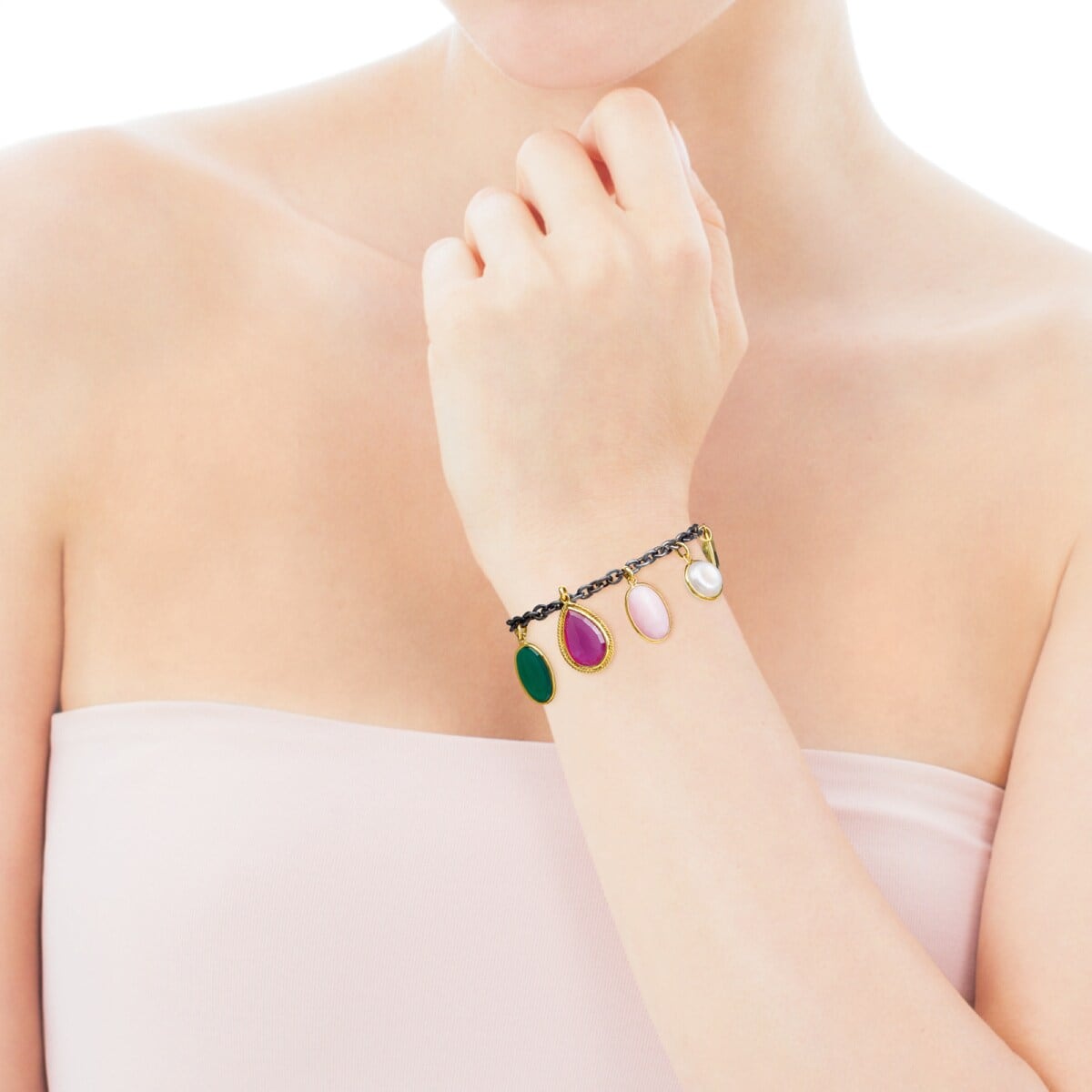 Gold and Silver Gem Power Bracelet with Gemstones