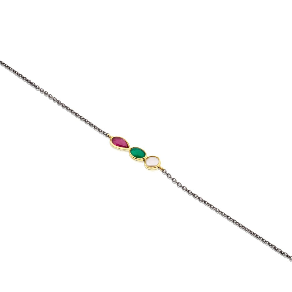 Pulsera de plata y oro con gemas Gem Power