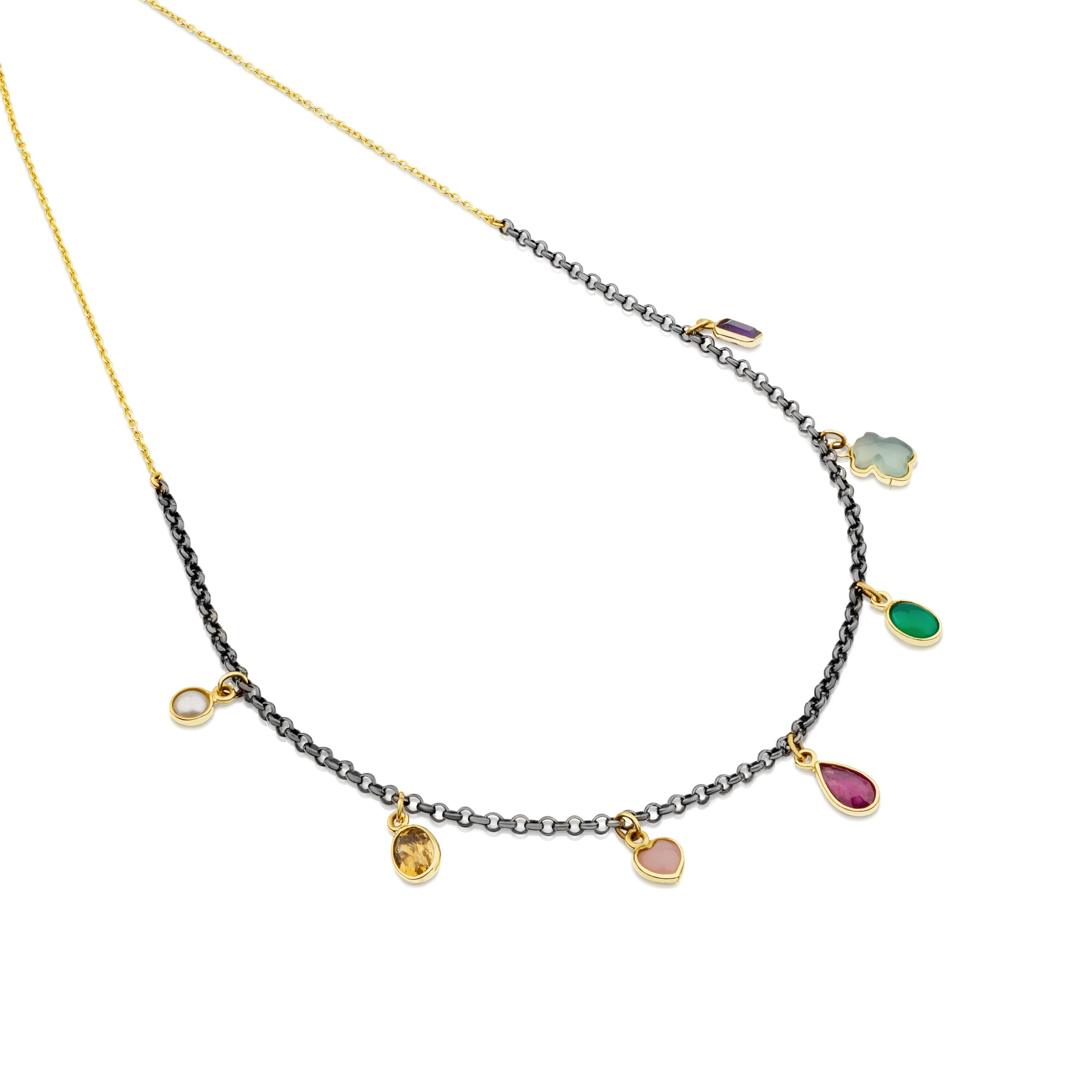 Gold and Silver Gem Power Necklace with Gemstones