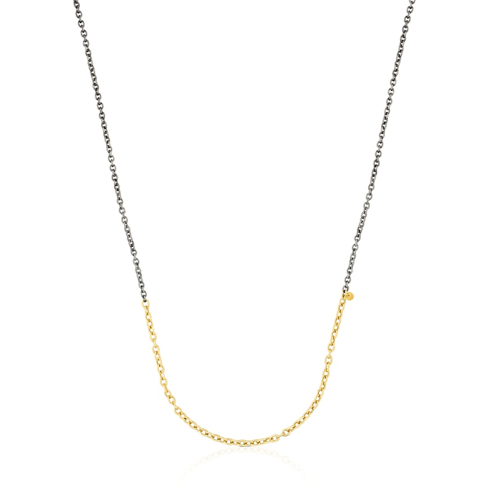 Corrente m&eacute;dia Gem Power em Ouro e Prata oxidada, 50&nbsp;cm.