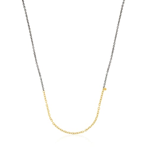 Medium 50 cm Gold and Oxidized Silver Gem Power Chain