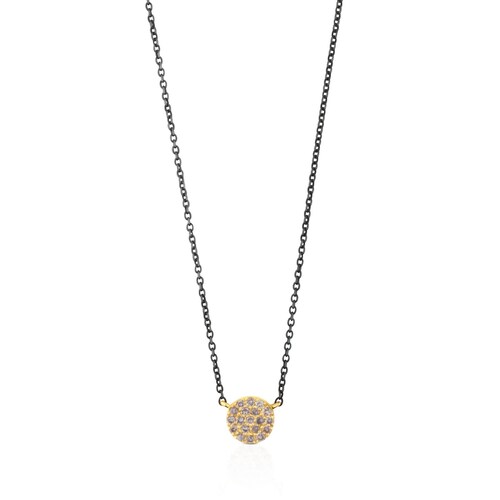Silver and 18K Solid Gold Gem Power Necklace with Diamonds