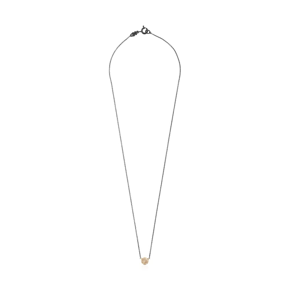 Silver and 18K Solid Gold Gem Power Necklace with Diamonds