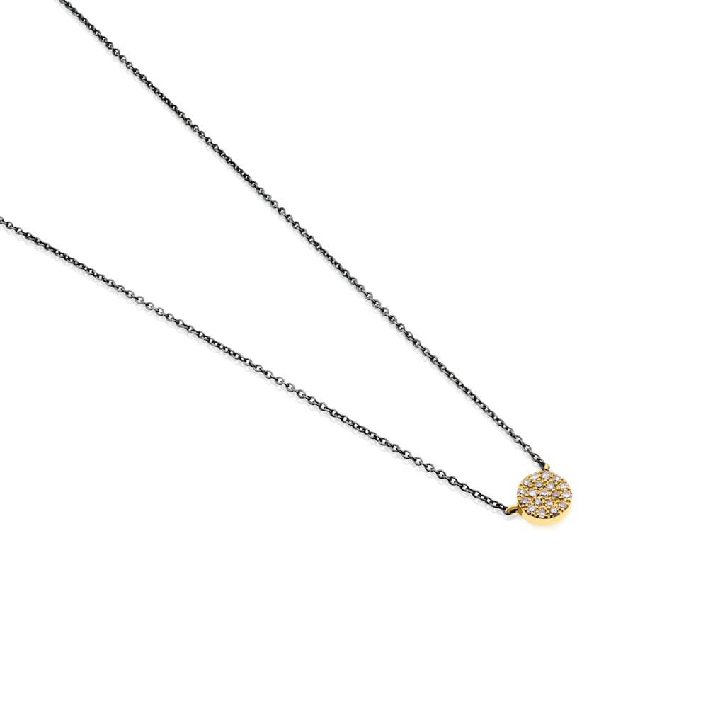 Silver and 18K Solid Gold Gem Power Necklace with Diamonds