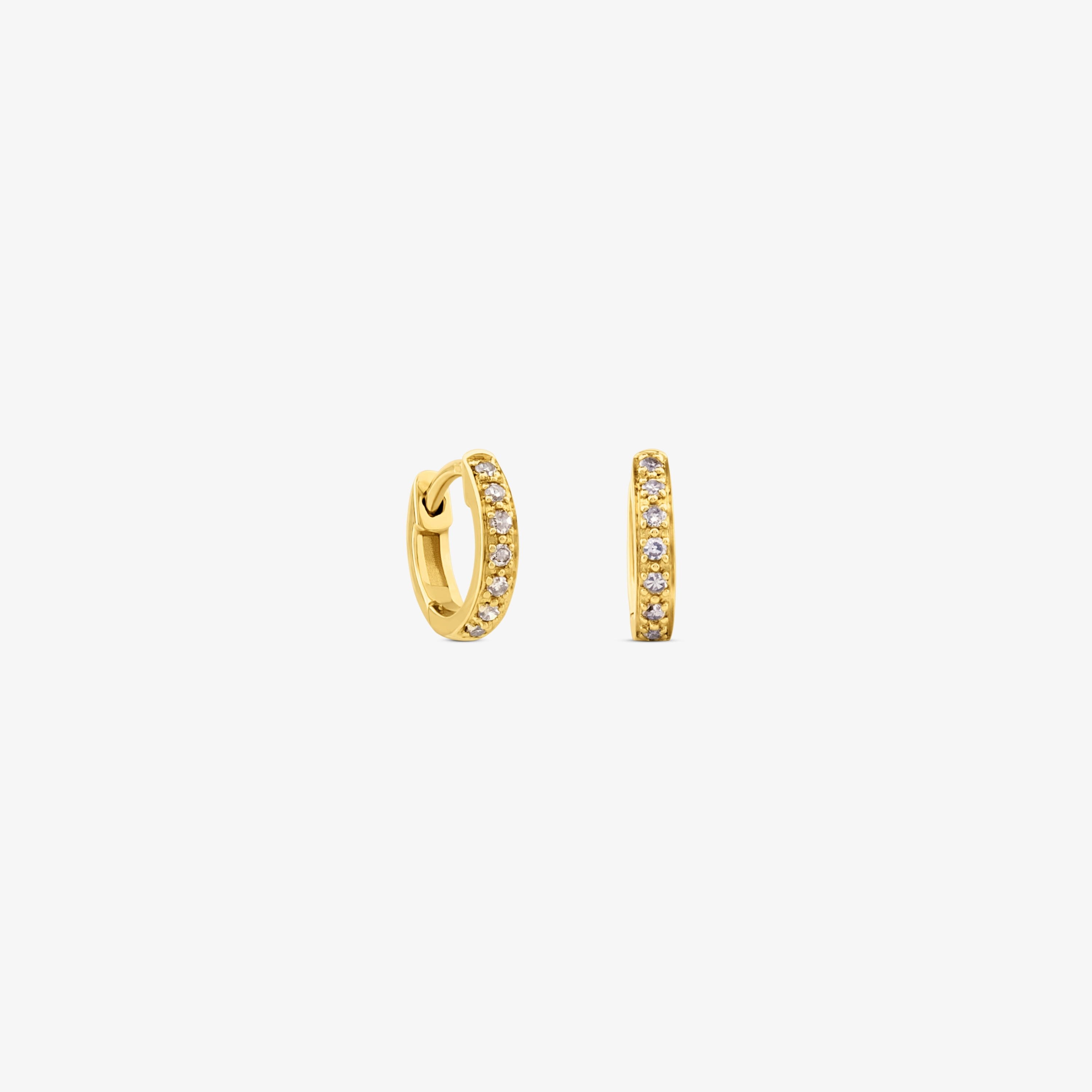 18K solid gold Gem Power Earrings with Diamonds omega back.