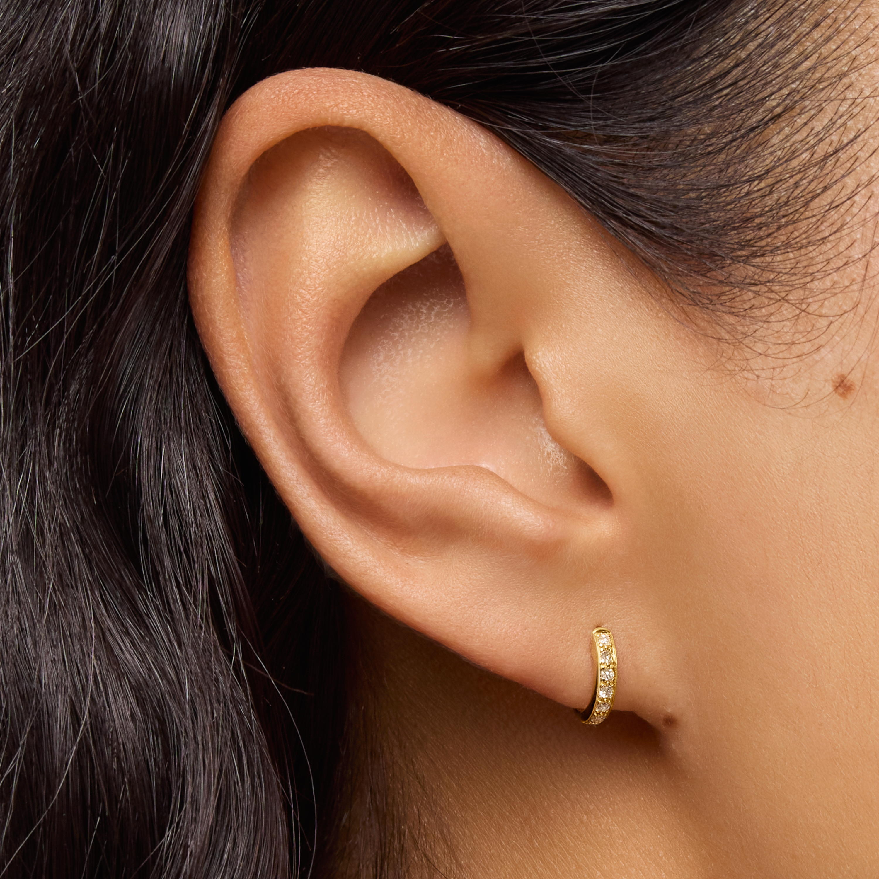 18K solid gold Gem Power Earrings with Diamonds omega back.