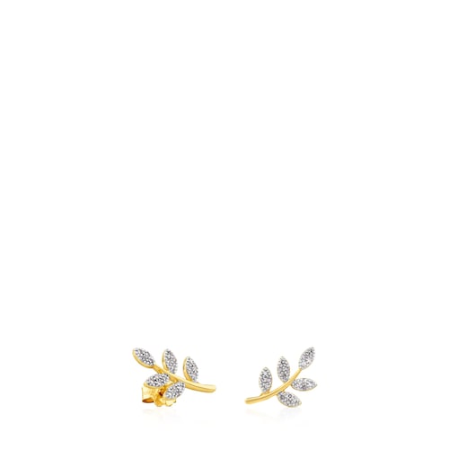 Pendientes de oro con diamantes motivo hoja Gem Power