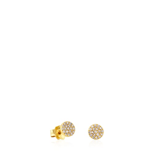 Gold Gem Power Earrings with Diamonds push back