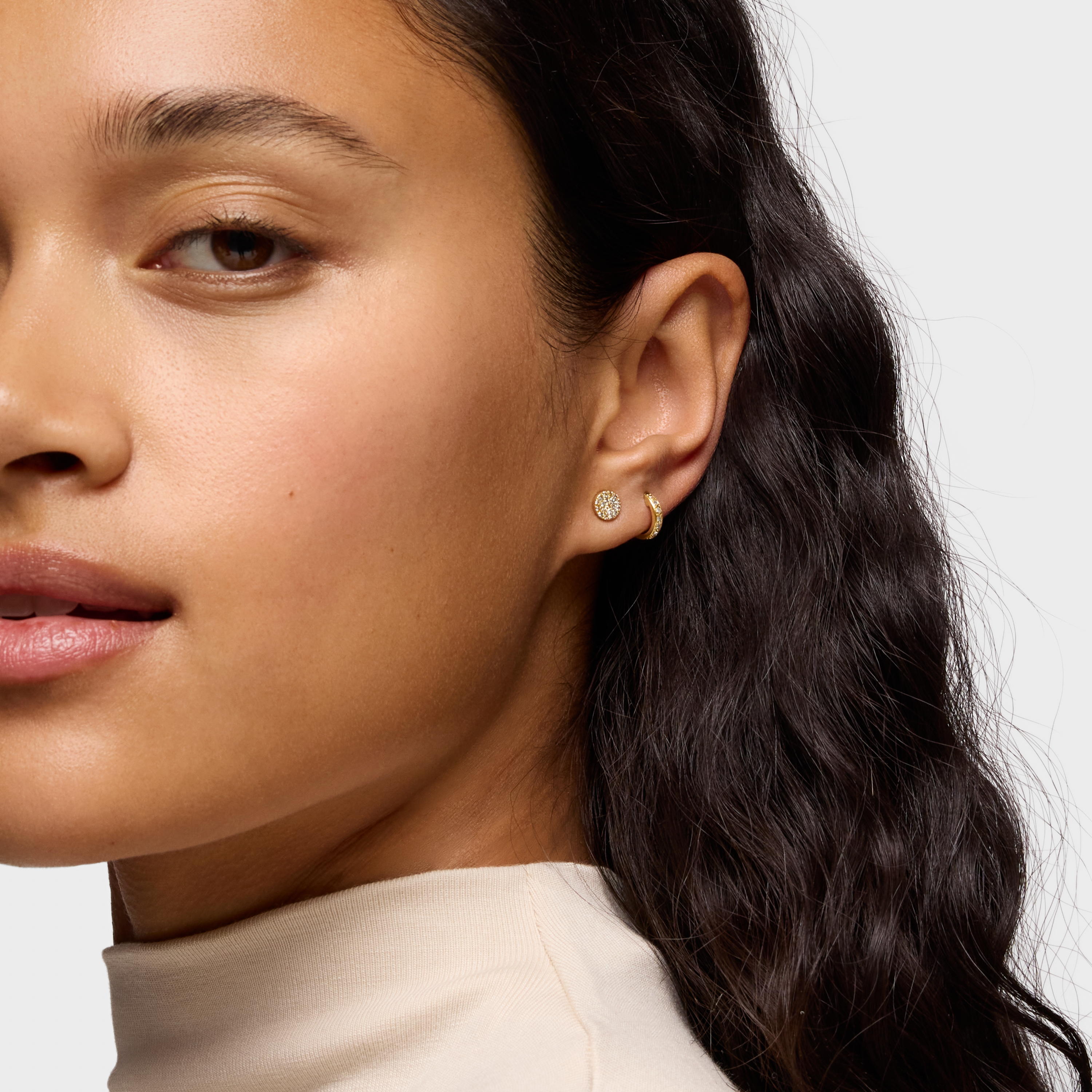 18K solid gold Gem Power Earrings with Diamonds push back