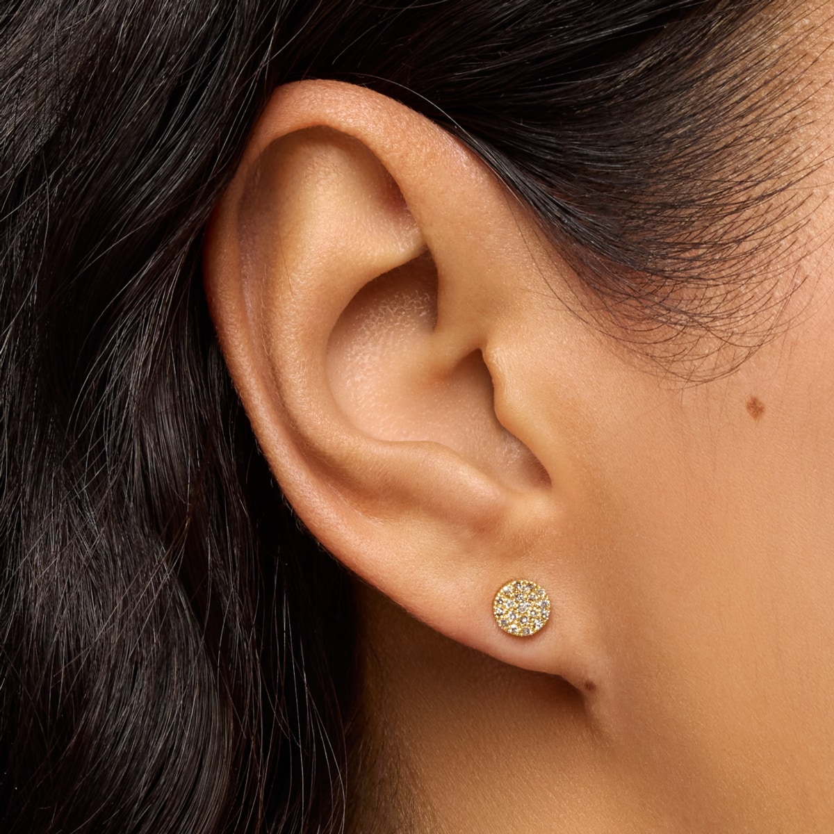 Gold Gem Power Earrings with Diamonds push back