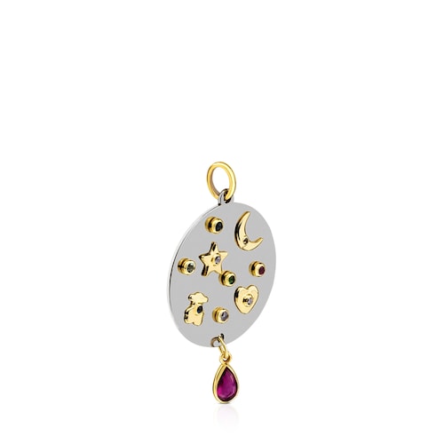 Titanium Gem Power Pendant with Gold and Gemstones