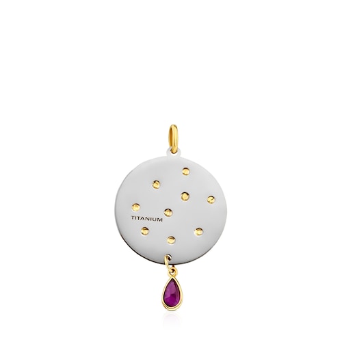 Titanium Gem Power Pendant with Gold and Gemstones