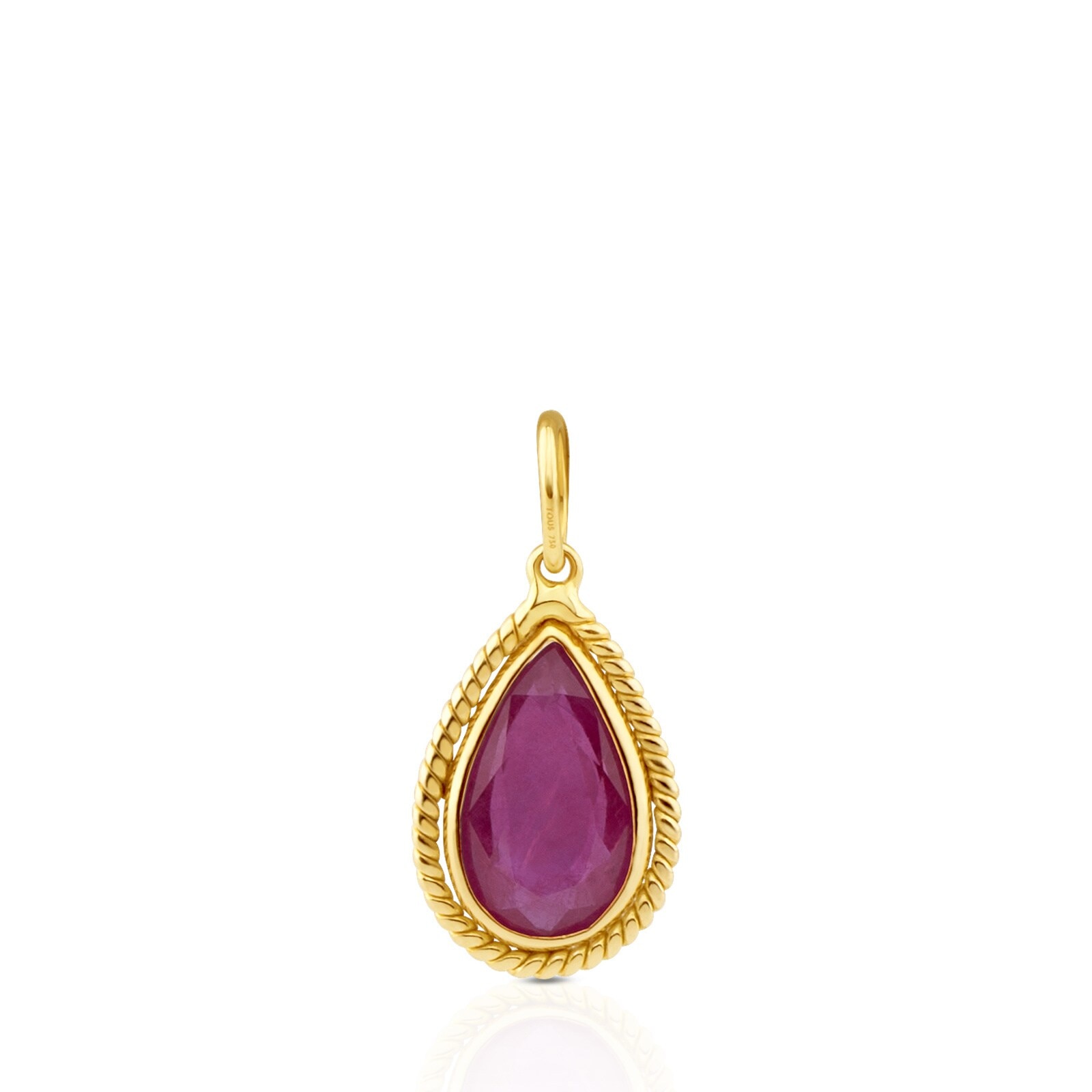 18K Solid Gold Gem Power Pendant with Ruby
