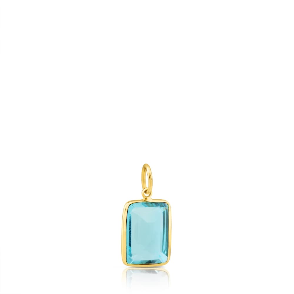 18K Solid Gold Gem Power Pendant with Topaz