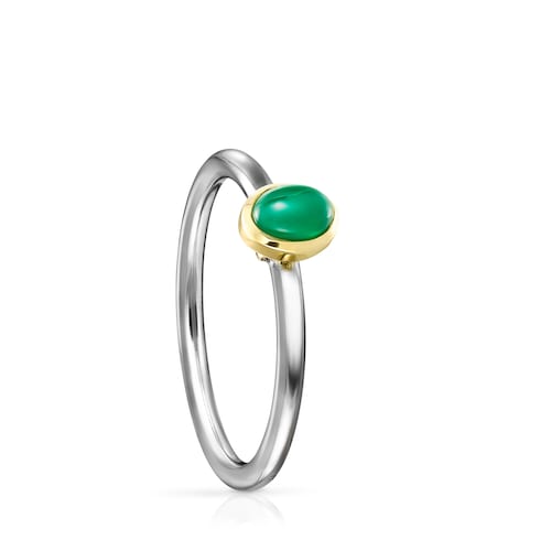 Anillo de titanio con oro y agata verde Gem Power image number 0