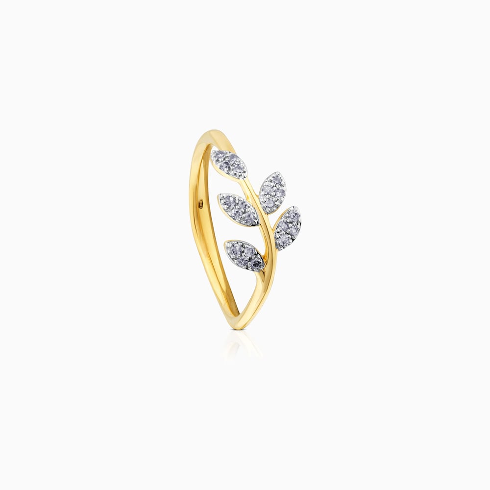 Anillo de oro con diamantes motivo hojas Gem Power