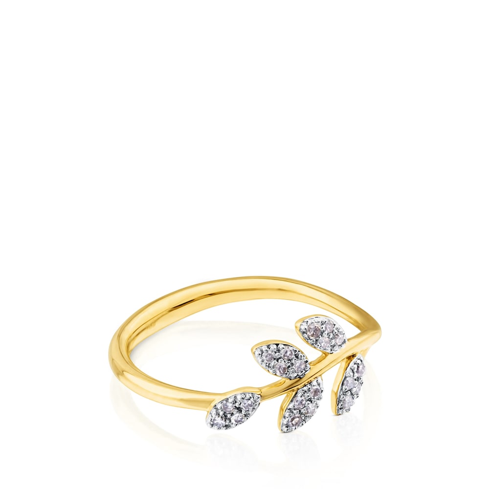 Anillo de oro con diamantes motivo hojas Gem Power image number 1