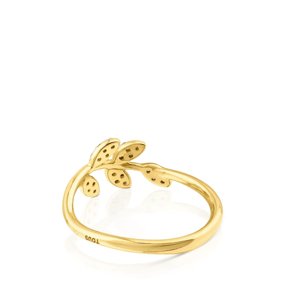 Anillo de oro con diamantes motivo hojas Gem Power image number 2
