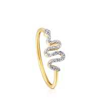 Gold Gem Power Ring with Diamonds Sneak motif